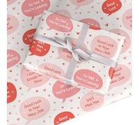Farewell Wrapping Paper for Colleague Leaving, New Job or Goodbye Gifts - Funny Speech Bubble Gift Wrap with Pink Hearts, Premium Eco Friendly - Dyefor - 6 Sheets (50x70cm)