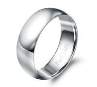 FarF&ME 6mm 8mm Men Ring Dome High Polished Silver/18K Gold Plated Tungsten Couple Ring Engagement Wedding Band Comfort Fit 8-12, 6 UK, Metal, No Gemstone
