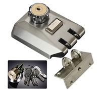 FARFELLNY Home Door Vertical Keyway Deadbolt Rim Locks Set,Deadlock,Single Cylinder Metal Lock,Twist-to Locking Cylinder Deadbolt Lock,with Keyed Angle and Flat Strike Inter Locking,Alloy,Silver