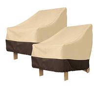 Farfly 2 Pack Patio Adirondack Chair Cover 31X33X36 Inch Heavy Duty Outdoor Patio Chair Cover 420D, Waterproof Outdoor Lawn Patio Furniture Covers, Beige