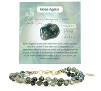 Farfume Beaded Bracelets for Women, Chakra Crystal 4mm Beads Gemstone Natural Stone Bead Spiritual Womens Jewelry Gifts(Moss Agate)