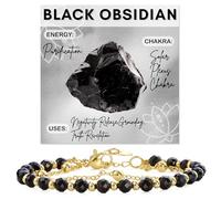 Farfume Black Obsidian Crystal Bracelet Beaded Bracelets for Women 4mm Natural Stone Beads Gemstone Handmade Jewelry