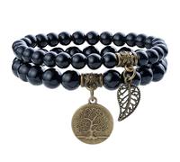 Farfume Chakra Bracelets for Women - Crystals Bracelet Double Set | Natural Gemstones, Yoga Reiki, Bead Bracelets, for Womens Men, LifeTree, Size 17-18.5-21 CM