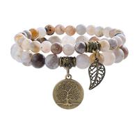 Farfume Chakra Bracelets for Women - Crystals Bracelet Double Set | Natural Gemstones, Yoga Reiki, Bead Bracelets, for Womens Men, LifeTree, Size 17-18.5-21 CM