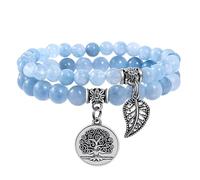 Farfume Chakra Bracelets for Women - Crystals Bracelet Double Set | Natural Gemstones, Yoga Reiki, Bead Bracelets, for Womens Men, LifeTree, Size 17-18.5-21 CM