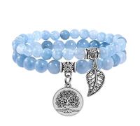 Farfume Chakra Bracelets for Women - Crystals Bracelet Double Set | Natural Gemstones, Yoga Reiki, Bead Bracelets, for Womens Men, LifeTree, Size 17-18.5-21 CM