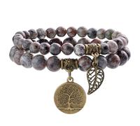 Farfume Chakra Bracelets for Women - Crystals Bracelet Women Natural Gemstones Yoga Reiki- A Set of Double Bracelets(Yooperlite & LifeTree(Medium)
