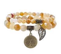 Farfume Chakra Bracelets for Women - Crystals Bracelet Women Natural Gemstones Yoga Reiki- A Set of Double Bracelets（Topaz & LifeTree（Medium）
