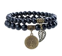 Farfume Chakra Bracelets for Women, Onyx & LifeTree（Mediu）