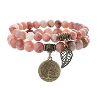 Farfume Chakra Bracelets for Women, Plum Blossom Jade & LifeTree（Medium）