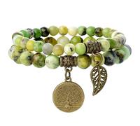 Farfume Chakra Bracelets for Women, Serpentine & LifeTree（Medium）
