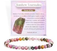 Farfume Crystal Beaded Bracelets for Women, 925 Sterling Silver 4mm Bead Chakra Stretch Bracelets, Gemstone Natural Stone Ladies Jewellery Mother's Day Gifts (Rainbow Tourmaline)