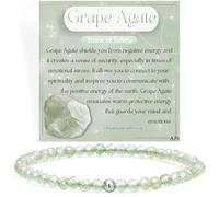 Farfume Crystal Beaded Bracelets for Women, 925 Sterling Silver 4mm Bead Chakra Stretch Bracelets, Gemstone Natural Stone Ladies Jewellery Mother's Day Gifts (Grape Agate)