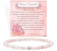 Farfume Crystal Beaded Bracelets for Women, 925 Sterling Silver 4mm Bead Chakra Stretch Bracelets, Gemstone Natural Stone Ladies Jewellery Mother's Day Gifts (Rose Quartz)