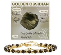 Farfume Golden Obsidian Crystal Bracelet Beaded Bracelets for Women 4mm Natural Stone Beads Gemstone Handmade Jewelry