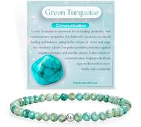 Farfume Green Turquoise - Communication - Crystal Beaded Bracelets for Women, 925 Sterling Silver 4mm Bead Chakra Stretch Bracelets, Gemstone Natural Stone Ladies Jewellery Gifts