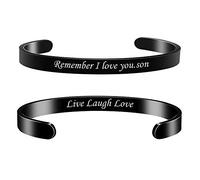 Farfume Personalised Bracelet Engraved Motto, Text Inspiring Yourself to Work Hard, Adjustable Custom Bangle,The Diameter of the Bracelet is 2.5 inches