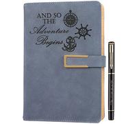 Farfume Ruled Refillable Notebook Premium Adventure A5 Journal, 21cm x 14.5cm Hardback Faux Leather Notebook, 100GSM Magnetic Buckle Journal (Adventure - Blue)