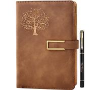 Farfume Ruled Refillable Notebook Premium Adventure A5 Journal, 21cm x 14.5cm Hardback Faux Leather Notebook, 100GSM Magnetic Buckle Journal (Tree of Life - Brown)