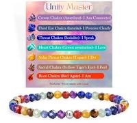Farfume Tiny Crystal Beaded Bracelets for Women, 925 Sterling Silver 4mm Bead Chakra Stretch Bracelets, Dainty Gemstone Natural Stone Ladies Jewellery Gifts (Chakra)