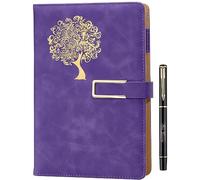 Farfume Tree of Life Journal for Women & Men Refillable Writing A5 Journals for Writing with 200 Pages, 100Gsm Paper Personal Diary Faux Leather Hardcover Notebook with Pen&Magnetic Buckle (Purple)