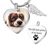Farfume Urn Necklace for Ashes for Human & Pet, Custom Photo Text | Cremation Jewelry, Long-term Wear, Pets Loss Sympathy Gift Keepsake, Memorial Dog Cat, for Women Men