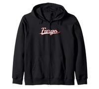 Fargo North Dakota Midwest Vintage Varsity Distressed Zip Hoodie
