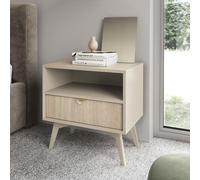 fargo wooden bedside cabinet with 1 drawer in beige