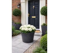 Fargro Home And Garden Bucket Round Planter Charcoal Black Polystone Outdoor Plant Pot 32Cm X 26Cm 16L Small