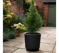 Fargro Home And Garden™ Egg Round Planter, Charcoal Black Poly Stone Egg Round Planter Outdoor Plant Pot, D25 H25 Cm, 9L