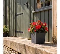 Fargro Home And Garden Square Planter Charcoal Black Polystone Outdoor Plant Pot 30Cm X 30Cm X 30Cm 24L Medium