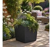 Fargro Home And Garden Square Planter Charcoal Black Polystone Outdoor Plant Pot 40Cm X 40Cm X 40Cm 58L Large