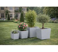 Fargro Home And Garden Square Planter Grey Polystone Outdoor Plant Pot 35Cm X 35Cm X 35Cm 38L Medium