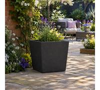 Fargro Home And Garden™ Square Stone Planter Pot - Stone Concrete Black Pot, L30 W30 H30 Cm, 24L