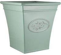 Fargro Plastic Outdoor Tall Square Glossy Olive Planter Frost Proof Flower Pot Planter-Green (KA200327GN)