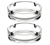 Fargus Glass Ashtrays for Cigarettes, Portable Decorative Modern Ashtray for Home Office Indoor Outdoor Patio Use, Fancy Cute Cool Ash Tray, Pack of 2 (Clear)