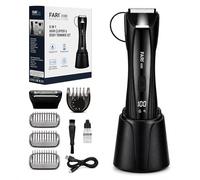 FARI Men's Body & Beard Hair Trimmer, 8-in-1 Manscaping Electric Shaver with 360° Rotating Mirror & LED Spotlight, IPX7 Waterproof Wet/Dry Clipper for Chest & Beard, USB-C Fast Charging