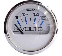 Faria 13805 Chesapeake Stainless Steel Voltmeter (10-16 VDC) - 2", White