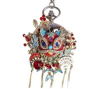 FARIDRUN Chinese-Style Panda and Lion Dance Pocket Watch Necklace Set - Contains Real Butterfly Specimen, Vintage Cultural Women's Jewelry, Unique Gift(Green)