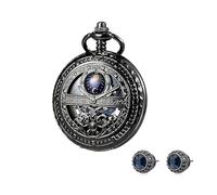 FARIDRUN Men's and Women's Intelligent Mechanical Pocket Watch Earring Set, recreating Medieval Romance (Black)(Black3)