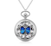 FARIDRUN Real Butterfly Women's Pocket Watch Necklace,Vintage Hollow Silver | Pocket watch necklace reloj pocket watch for women pocket watch with chain