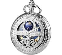 FARIDRUN Unisex Smart Mechanical Pocket Watch Earring Set, Recreating Medieval Romance (Silver)(Silver)