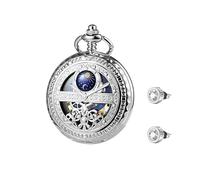 FARIDRUN Unisex Smart Mechanical Pocket Watch Earring Set, Recreating Medieval Romance (Silver)(Silver1)