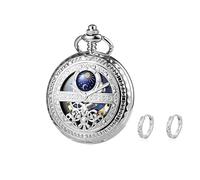 FARIDRUN Unisex Smart Mechanical Pocket Watch Earring Set, Recreating Medieval Romance (Silver)(Silver3)