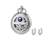 FARIDRUN Unisex Smart Mechanical Pocket Watch Earring Set, Recreating Medieval Romance (Silver)(Silver4)