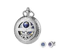 FARIDRUN Unisex Smart Mechanical Pocket Watch Earring Set, Recreating Medieval Romance (Silver)(Silver5)