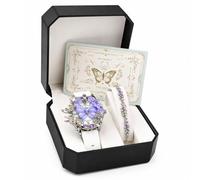 FARIDRUN Women's Girls' Purple Butterfly Watch and Bracelet Set, 3D Carved dial Women's Quartz Watch, Beautifully Packaged in a Greeting Card Gift Box