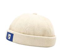 Faringoto Docker Cap Corduroy Hat Brimless Hats for Men Beige
