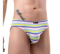 Faringoto Fashion Men Rainbow Striped Briefs U Convex Pouch Panties