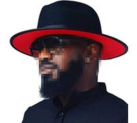 Faringoto Hat Unisex Wide Brim Panama Party Cowboy Cap Jazz Gentleman Large Black Red